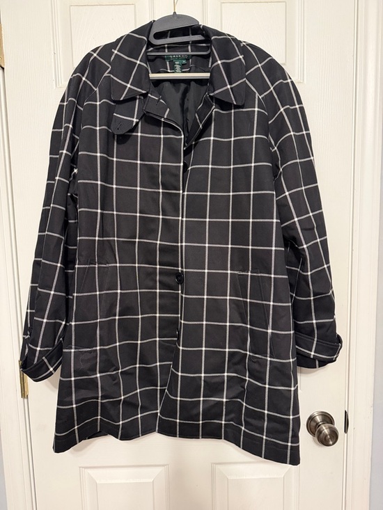 Lauren Ralph Lauren Jackets & Blazers - Lauren Ralph Lauren Black Windowpane Check Trench Coat